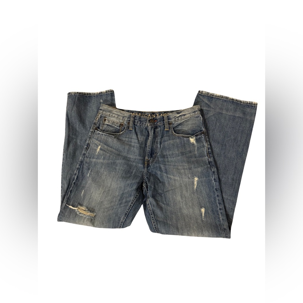 American Eagle Relaxed Fit Bootcut Distressed Jeans 34x34 - Picture 8 of 12